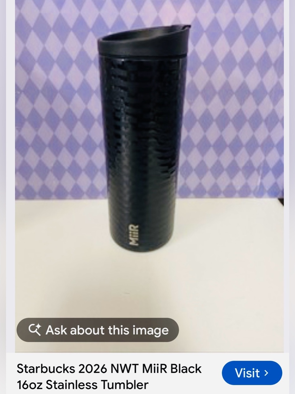 #3284**Starbucks Black 16oz Stainless Tumbler